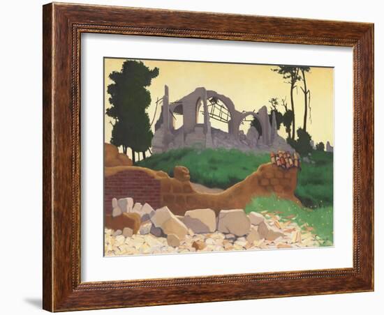 The Church of Souain, 1917-Felix Edouard Vallotton-Framed Giclee Print