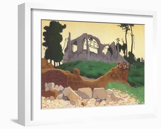 The Church of Souain, 1917-Felix Edouard Vallotton-Framed Giclee Print