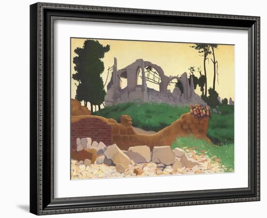 The Church of Souain, 1917-Felix Edouard Vallotton-Framed Giclee Print