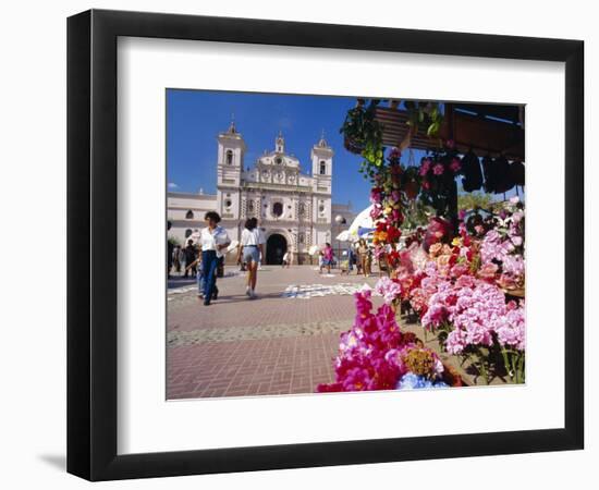 The Church of Virgin De Los Dolores and Flower Stall, Tegucigalpa, Honduras, Central America-Robert Francis-Framed Photographic Print