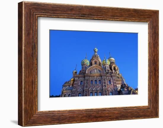 The Church on Spilled Blood Illuminated at Dusk, UNESCO World Heritage Site, St. Petersburg, Russia-Martin Child-Framed Photographic Print