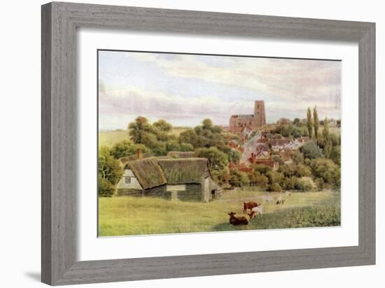 The Church on the Hill, Kersey, Suffolk-Alfred Robert Quinton-Framed Giclee Print