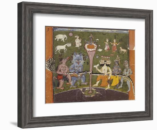 The Churning of the Milky Ocean Basohli, circa 1700-null-Framed Giclee Print