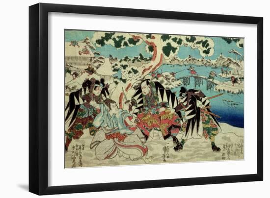 The 'Chushingura' (The Story of the Forty Seven Ronin - Masterless Samurai); a Scene from Act II…-Kuniyoshi Utagawa-Framed Giclee Print