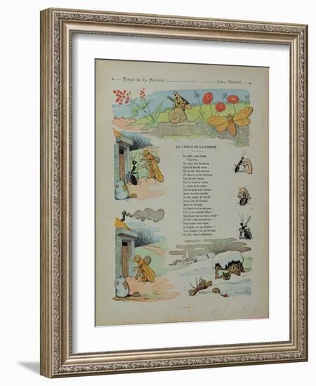 The Cicada and the Ant, from the 'Fables' by Jean de la Fontaine-Benjamin Rabier-Framed Giclee Print