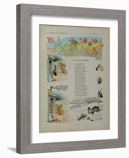 The Cicada and the Ant, from the 'Fables' by Jean de la Fontaine-Benjamin Rabier-Framed Giclee Print