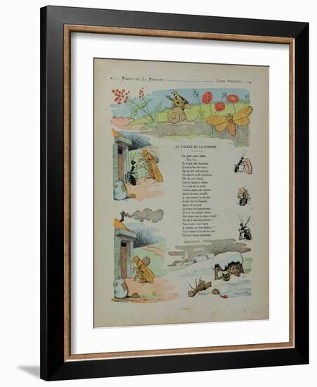 The Cicada and the Ant, from the 'Fables' by Jean de la Fontaine-Benjamin Rabier-Framed Giclee Print