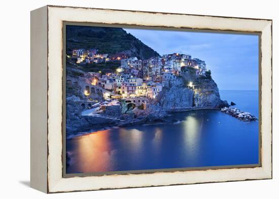 The Cinque Terre Village of Manarola at Dusk-Mark Sunderland-Framed Premier Image Canvas