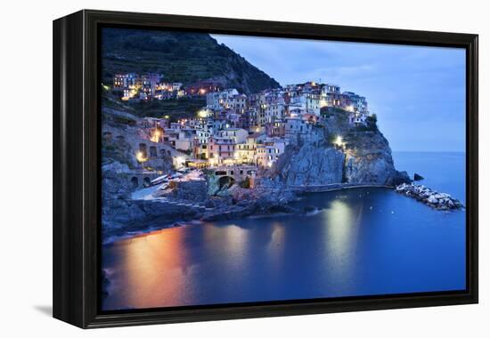 The Cinque Terre Village of Manarola at Dusk-Mark Sunderland-Framed Premier Image Canvas