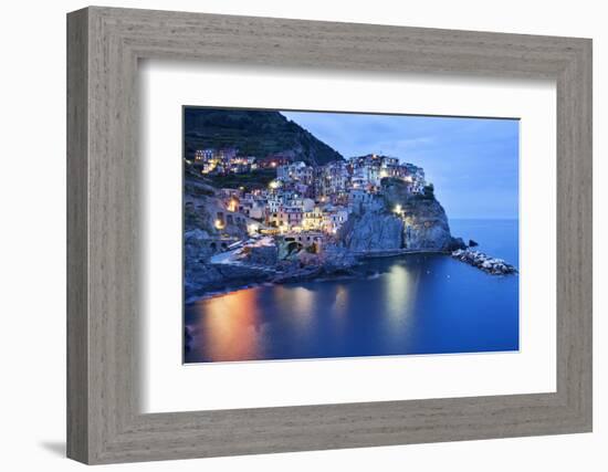 The Cinque Terre Village of Manarola at Dusk-Mark Sunderland-Framed Photographic Print