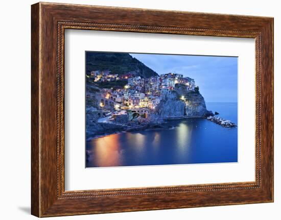 The Cinque Terre Village of Manarola at Dusk-Mark Sunderland-Framed Photographic Print