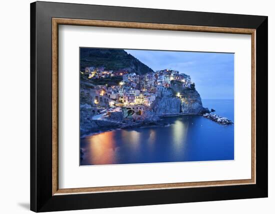 The Cinque Terre Village of Manarola at Dusk-Mark Sunderland-Framed Photographic Print