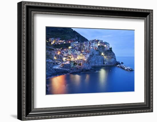 The Cinque Terre Village of Manarola at Dusk-Mark Sunderland-Framed Photographic Print