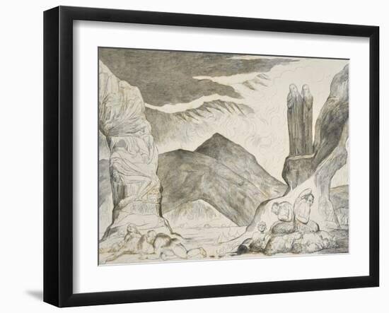 The Circle of the Falsifiers: Dante and Virgil Covering their Noses Because of the Stench-William Blake-Framed Giclee Print
