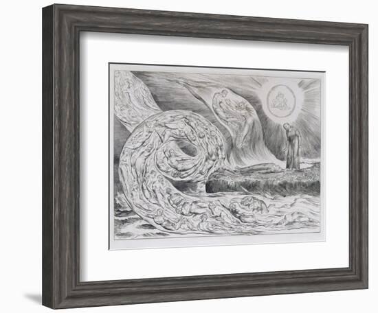 The Circle of the Lustful', Illustrations of Dante's Divine Comedy, 1827 (Engraving on India Paper)-William Blake-Framed Giclee Print