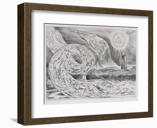 The Circle of the Lustful', Illustrations of Dante's Divine Comedy, 1827 (Engraving on India Paper)-William Blake-Framed Giclee Print