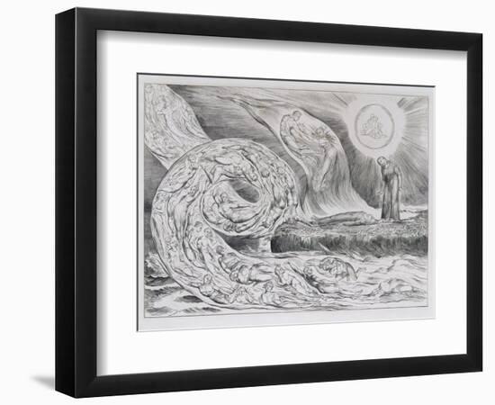 The Circle of the Lustful', Illustrations of Dante's Divine Comedy, 1827 (Engraving on India Paper)-William Blake-Framed Giclee Print