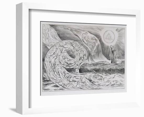 The Circle of the Lustful', Illustrations of Dante's Divine Comedy, 1827 (Engraving on India Paper)-William Blake-Framed Giclee Print