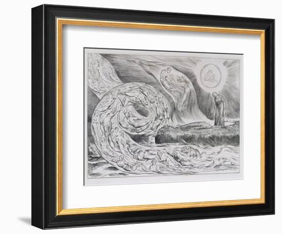 The Circle of the Lustful', Illustrations of Dante's Divine Comedy, 1827 (Engraving on India Paper)-William Blake-Framed Giclee Print