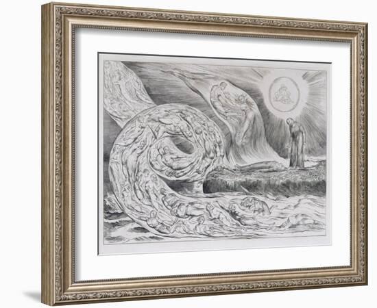 The Circle of the Lustful', Illustrations of Dante's Divine Comedy, 1827 (Engraving on India Paper)-William Blake-Framed Giclee Print