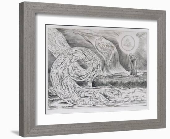 The Circle of the Lustful', Illustrations of Dante's Divine Comedy, 1827 (Engraving on India Paper)-William Blake-Framed Giclee Print