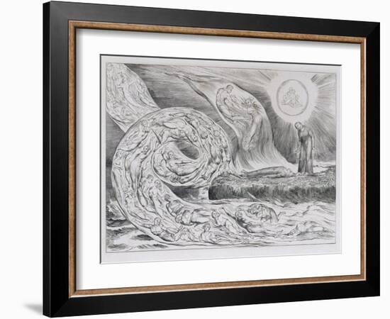 The Circle of the Lustful', Illustrations of Dante's Divine Comedy, 1827 (Engraving on India Paper)-William Blake-Framed Giclee Print