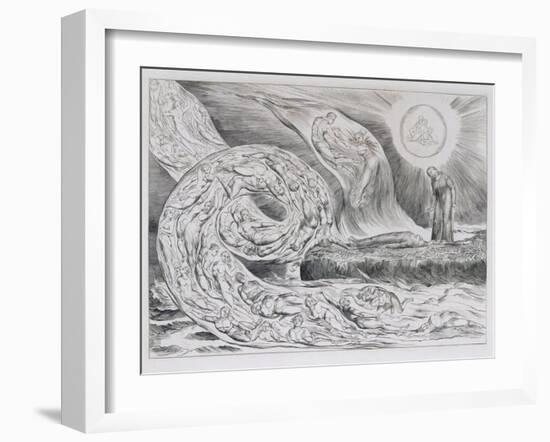 The Circle of the Lustful', Illustrations of Dante's Divine Comedy, 1827 (Engraving on India Paper)-William Blake-Framed Giclee Print