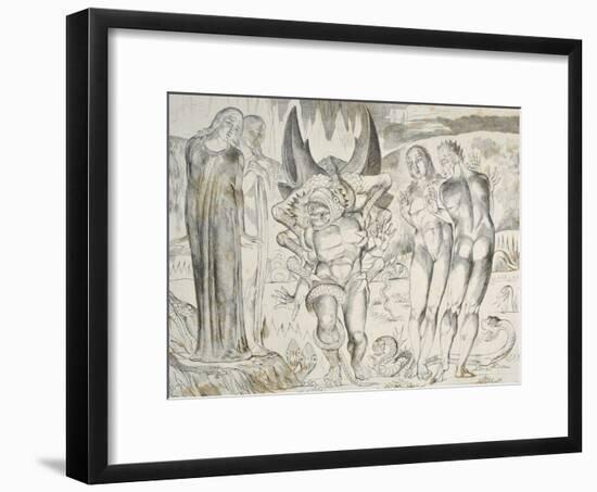 The Circle of the Thieves: Agnolo Brunelleschi Attacked by a Six-Footed Serpent Inferno-William Blake-Framed Giclee Print