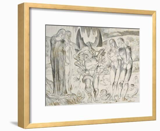 The Circle of the Thieves: Agnolo Brunelleschi Attacked by a Six-Footed Serpent Inferno-William Blake-Framed Giclee Print