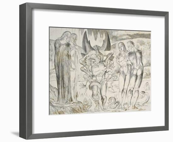 The Circle of the Thieves: Agnolo Brunelleschi Attacked by a Six-Footed Serpent Inferno-William Blake-Framed Giclee Print