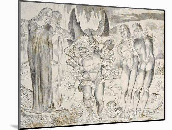 The Circle of the Thieves: Agnolo Brunelleschi Attacked by a Six-Footed Serpent Inferno-William Blake-Mounted Giclee Print