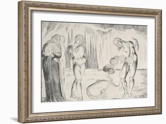 The Circle of Thieves: Buoso Donati Attacked by the Serpent-William Blake-Framed Giclee Print