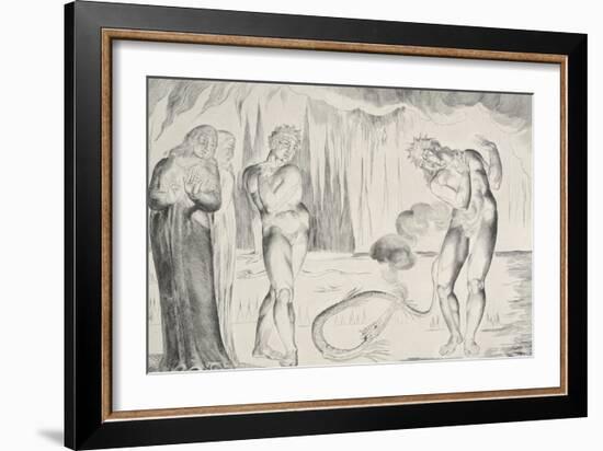 The Circle of Thieves: Buoso Donati Attacked by the Serpent-William Blake-Framed Giclee Print