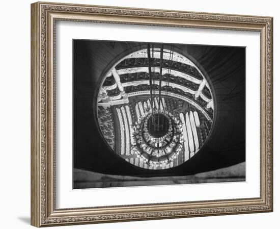 The Circular Tower in the Paris Opera Housing the Chandelier When It is Brought Up-Walter Sanders-Framed Photographic Print