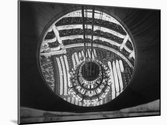 The Circular Tower in the Paris Opera Housing the Chandelier When It is Brought Up-Walter Sanders-Mounted Photographic Print