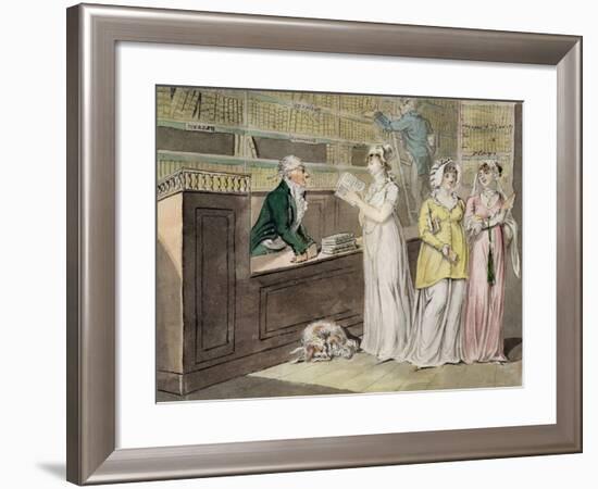 The Circulating Library (Pen and Ink and W/C and Wash on Wove Paper)-Isaac Cruikshank-Framed Giclee Print