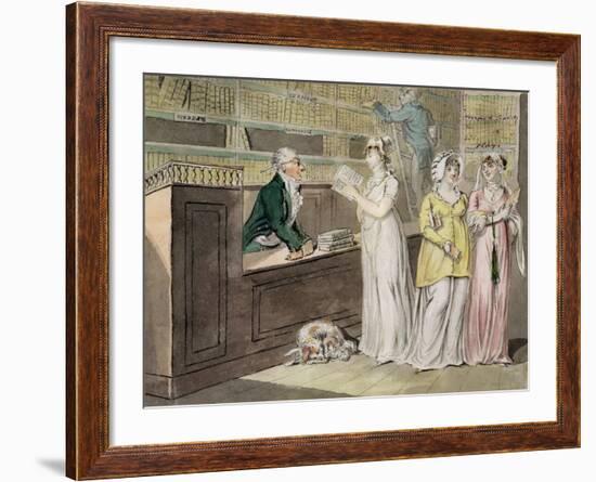 The Circulating Library (Pen and Ink and W/C and Wash on Wove Paper)-Isaac Cruikshank-Framed Giclee Print