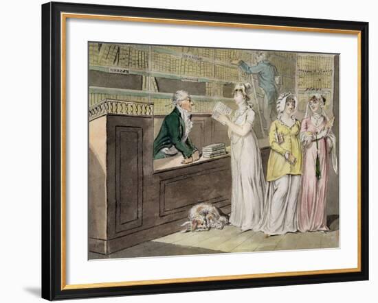 The Circulating Library (Pen and Ink and W/C and Wash on Wove Paper)-Isaac Cruikshank-Framed Giclee Print