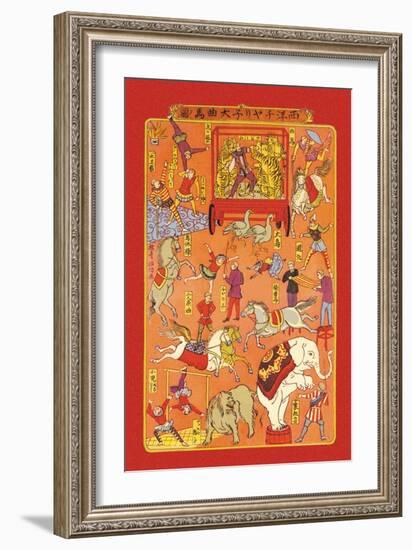 The Circus, Animals and Performers-null-Framed Art Print