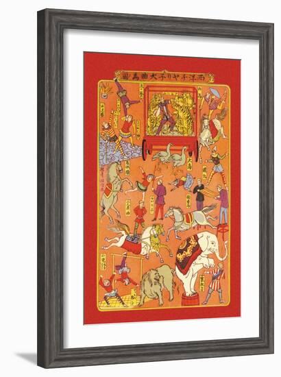 The Circus, Animals and Performers-null-Framed Art Print