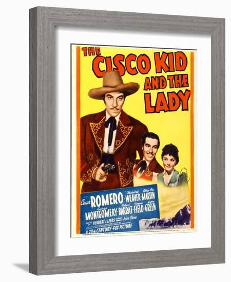 The Cisco Kid and the Lady, Cesar Romero, Marjorie Weaver on Midget Window Card, 1939-null-Framed Photo