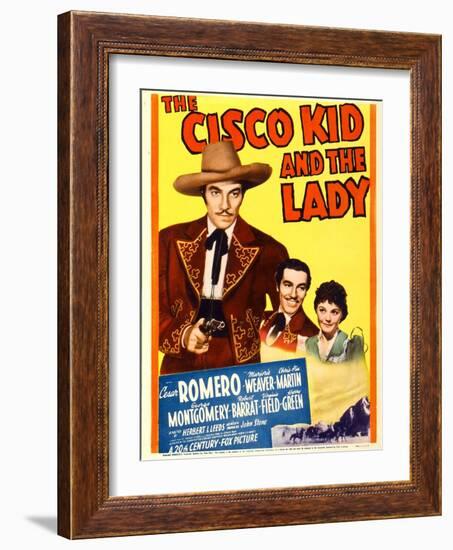 The Cisco Kid and the Lady, Cesar Romero, Marjorie Weaver on Midget Window Card, 1939-null-Framed Photo
