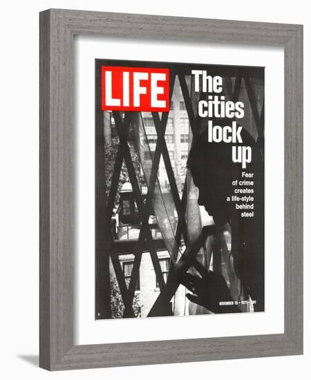 The Cities Lock Up, Woman at Gated Window, November 19, 1971-John Loengard-Framed Photographic Print