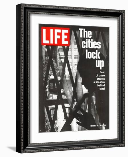 The Cities Lock Up, Woman at Gated Window, November 19, 1971-John Loengard-Framed Photographic Print