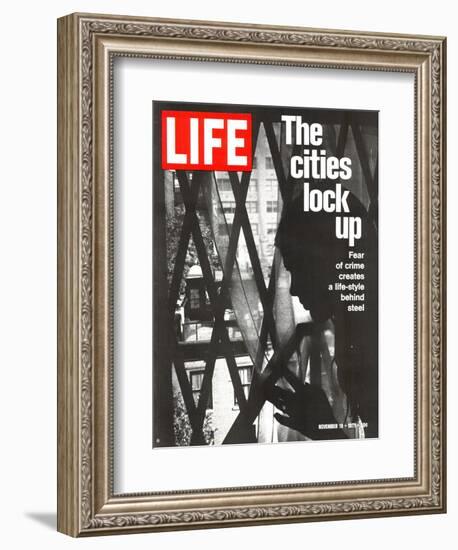 The Cities Lock Up, Woman at Gated Window, November 19, 1971-John Loengard-Framed Photographic Print