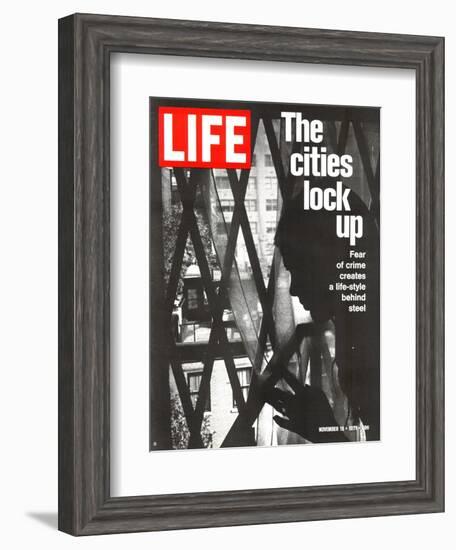 The Cities Lock Up, Woman at Gated Window, November 19, 1971-John Loengard-Framed Photographic Print