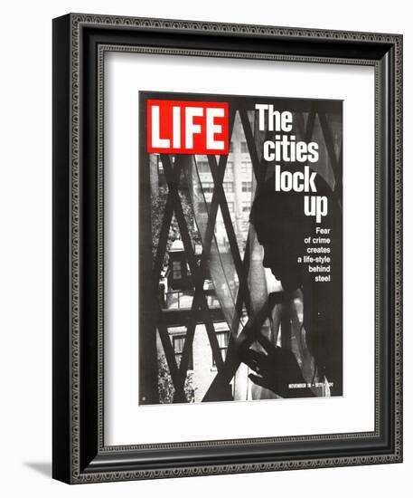 The Cities Lock Up, Woman at Gated Window, November 19, 1971-John Loengard-Framed Photographic Print