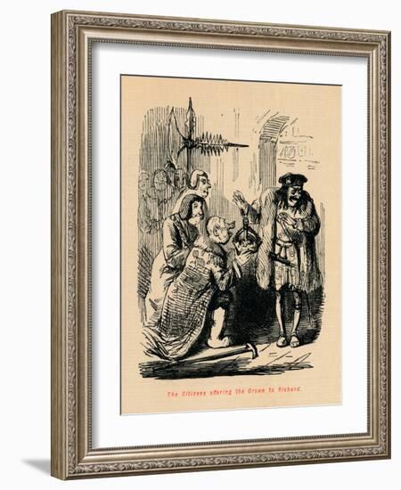 'The Citizens offering the Crown to Richard',-John Leech-Framed Giclee Print