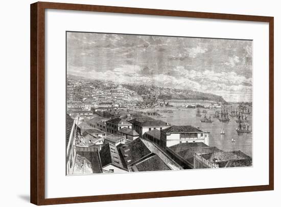 The City and Port of Valparaiso, Chile, from 'L'Univers Illustré', 1866-null-Framed Giclee Print