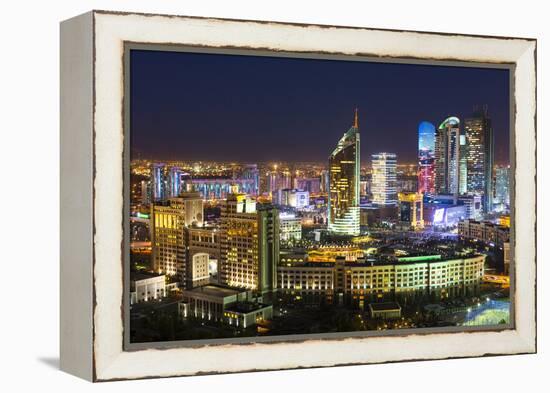 The City Center and Central Business District at Night, Astana, Kazakhstan, Central Asia-Gavin Hellier-Framed Premier Image Canvas